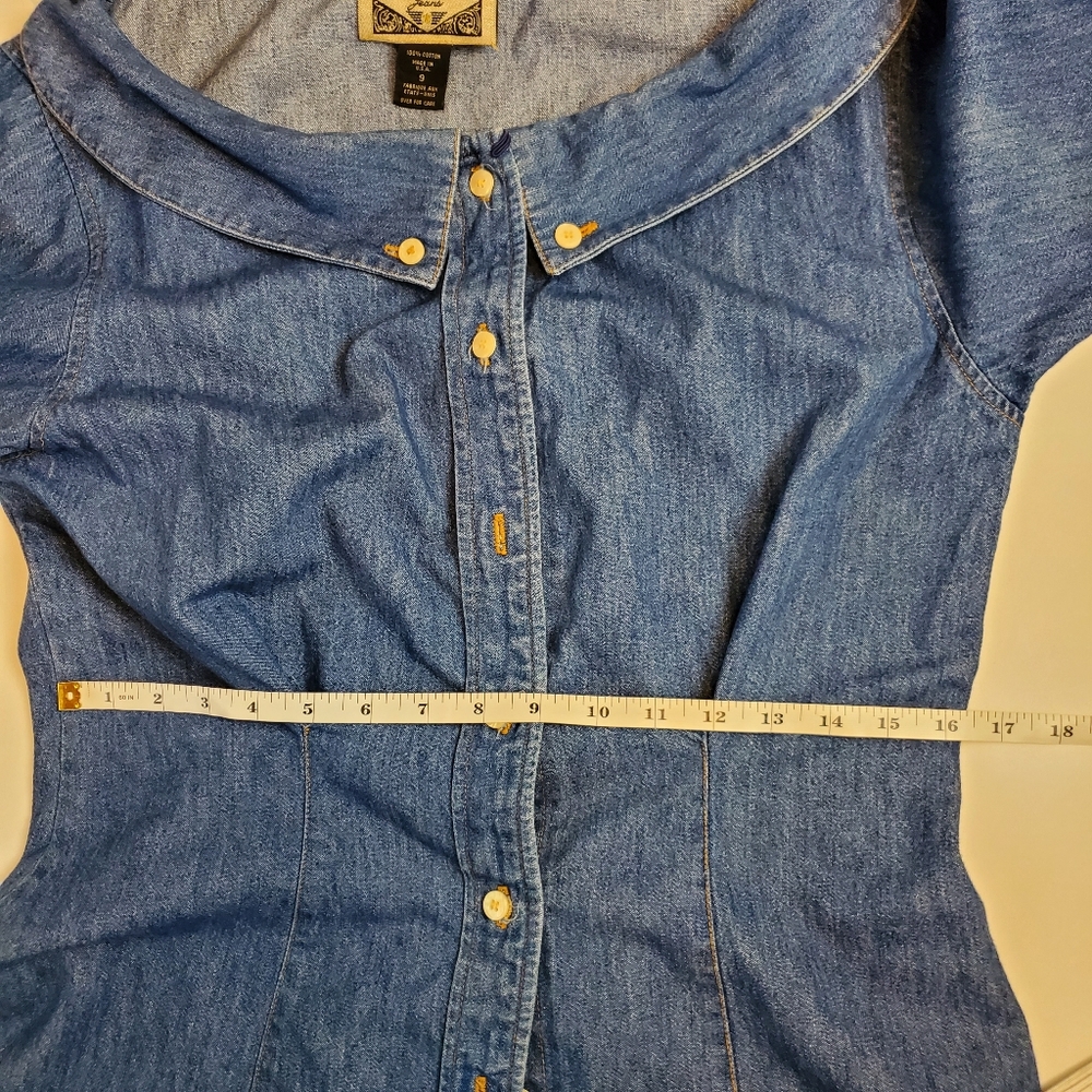 Express vintage long sleeve denim shirt sz 9 - Picture 6 of 9